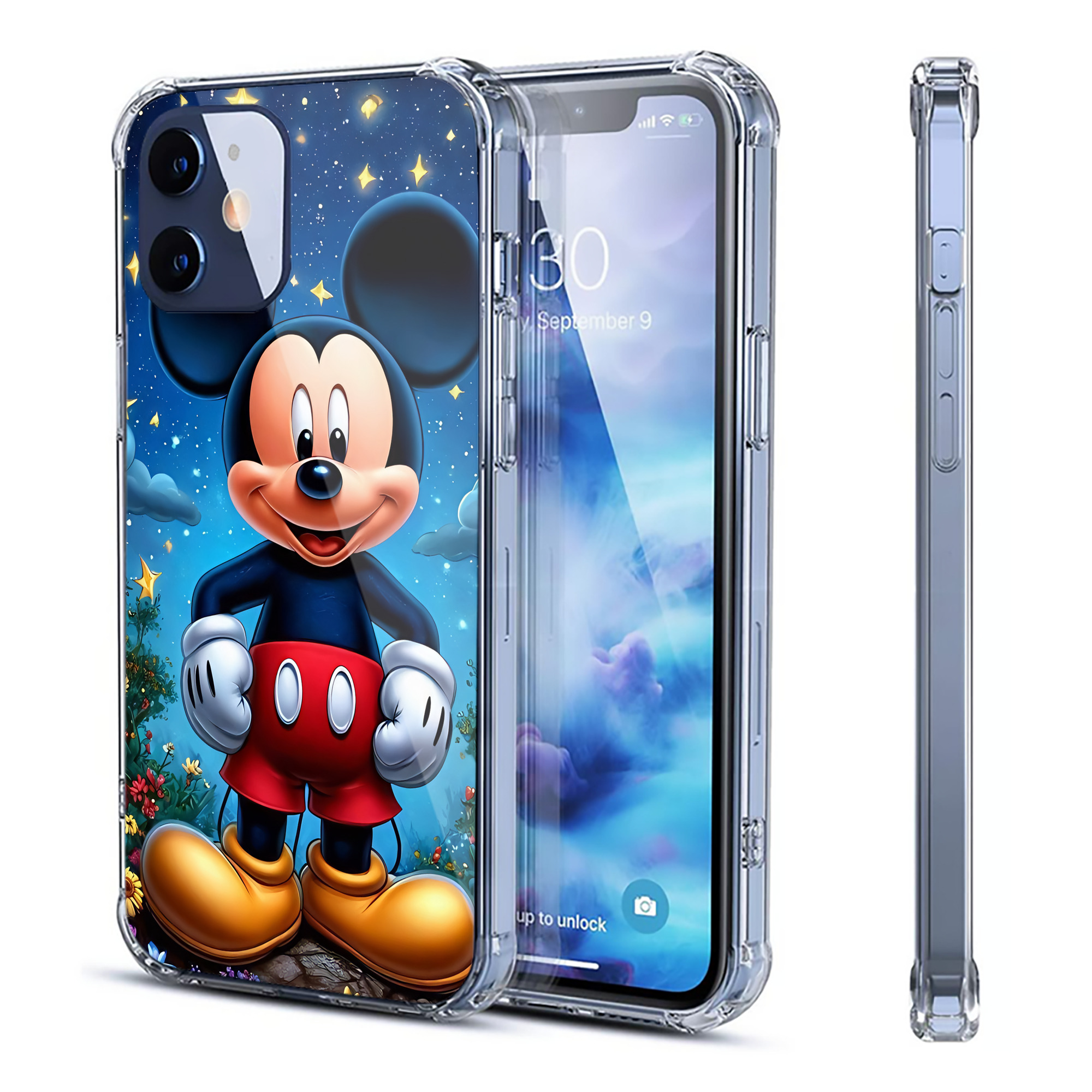 （画像用） ミッキーマウス Mickey Mouse 【iPhone 12シリーズ対応】透明スマホケース（クリアソフトケース）